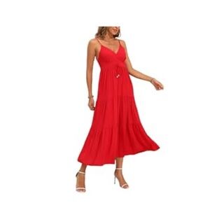 OSTOO Women's Maxi Dresses Sleeveless Empire Waist Dress